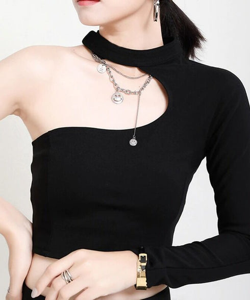 Cut-out One-shoulder Top
