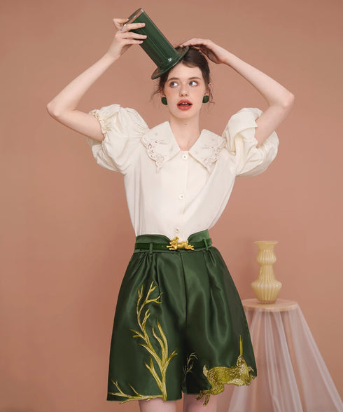 Rabbit Embroidery Shorts