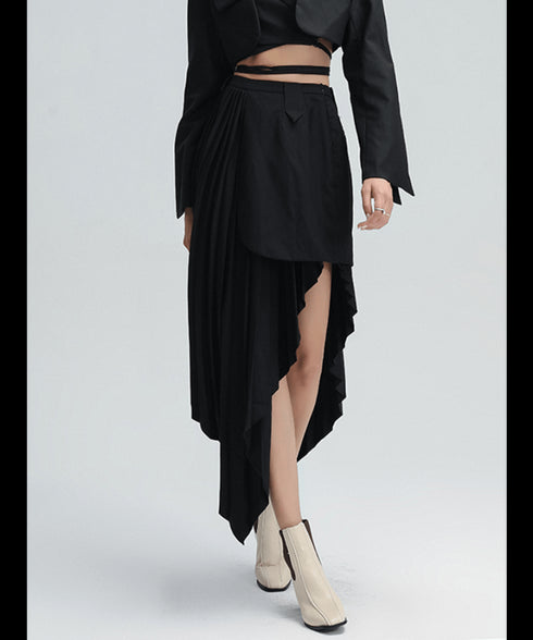 Pleated Cascade Hem Skirt