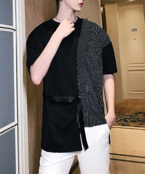 Half Stripe Panel T-Shirt