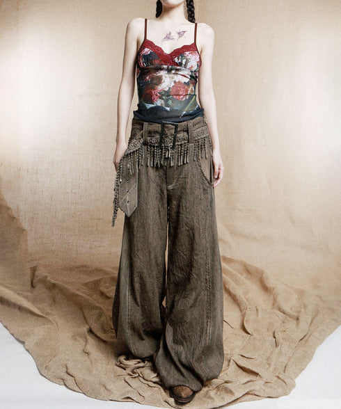 Tassel Belt Lantern Pants