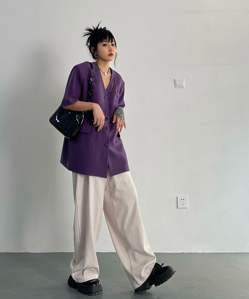 V-neck Short-sleeve Jacket