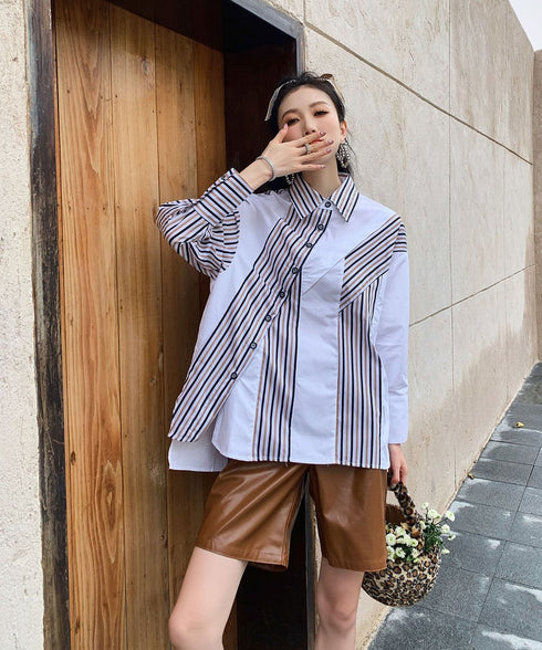 Striped Switching Blouse