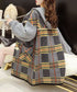 Plaid Patchwork Knit Hooded Jacket