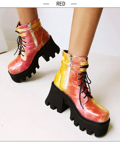 Front Lace-up Ankle Boots