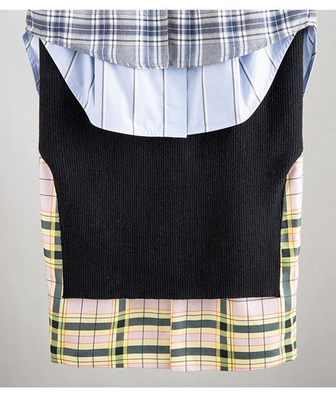 Plaid Splicing Skirt