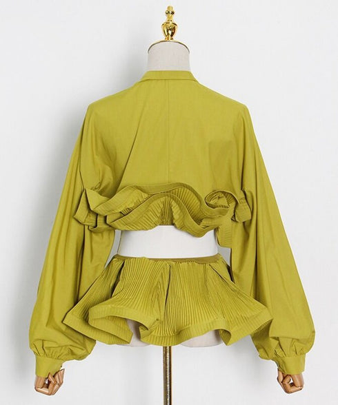 Pleated Peplum Blouse