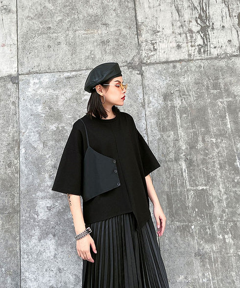 Half Sleeve Asymmetric Top