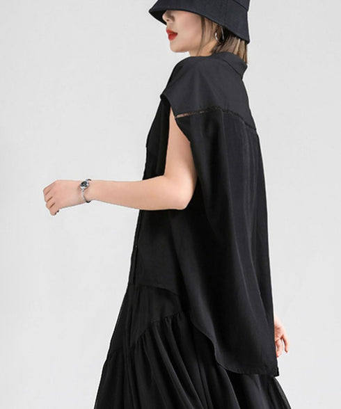 Misaligned Button Blouse