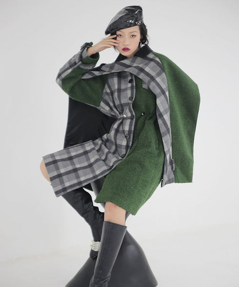 Waist Drawstring Cape Coat