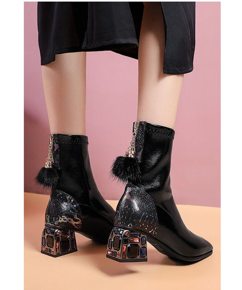 Tassel Charm Block Heel Boots