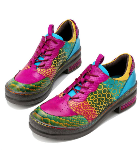 Pop Color Patchwork Derby Shoes
