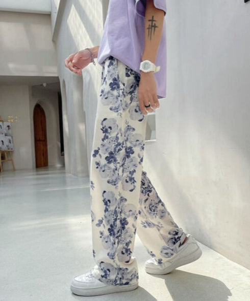 Flower Print Wide Pants