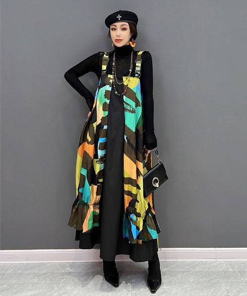 Blur Strap Belt Dress