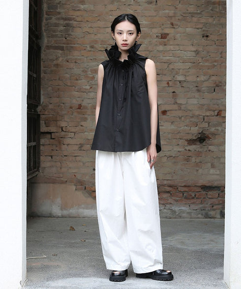 Gather Stand Collar Blouse