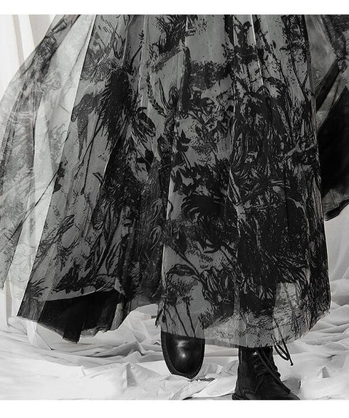 Shadow Botanical Mesh Skirt