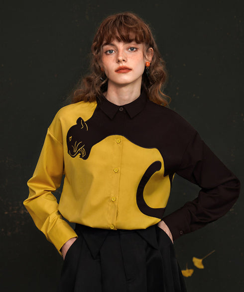 Black Panther Long Sleeve Blouse