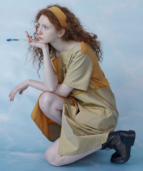 Dual Tone Asymmetric Strap Dress