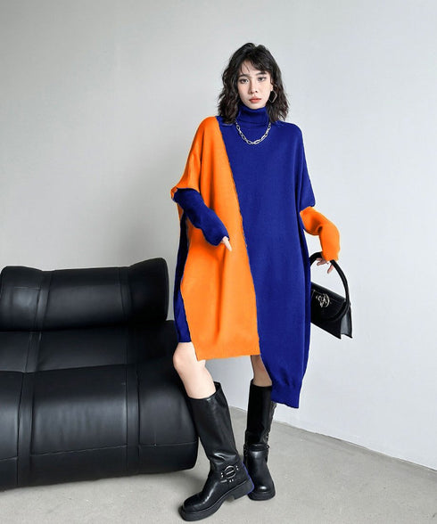 Diagonal Switch Sweater Dress