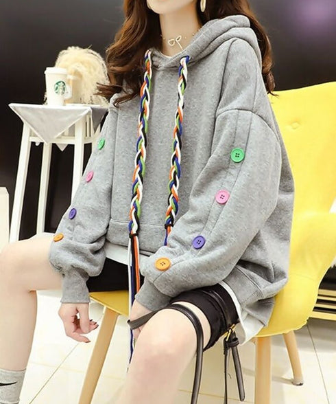 Colorful Button Hoodie