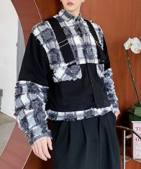 Fringe Check Combination Jacket