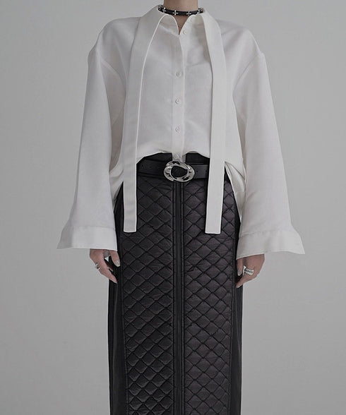 Scarf Collar White Blouse