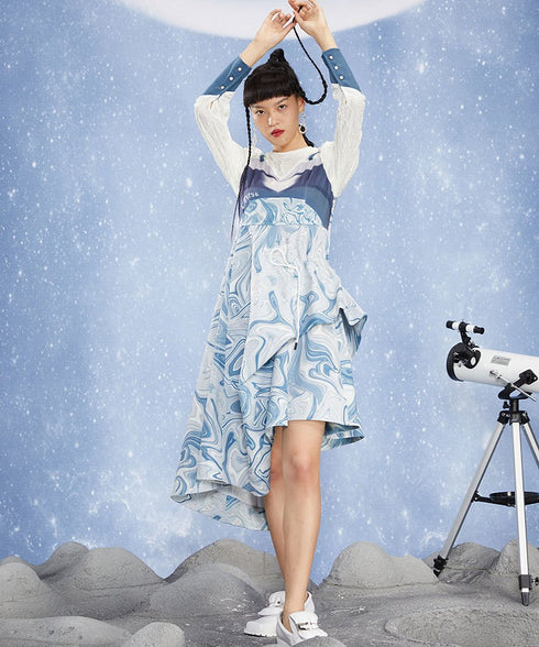 Faux Layered Marble Dress