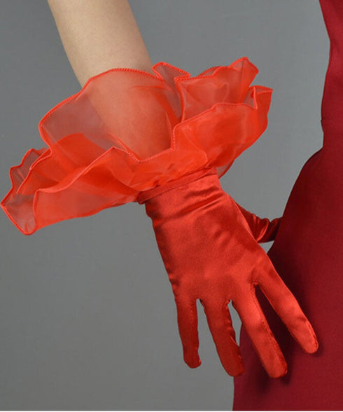 Organza Frill Satin Gloves
