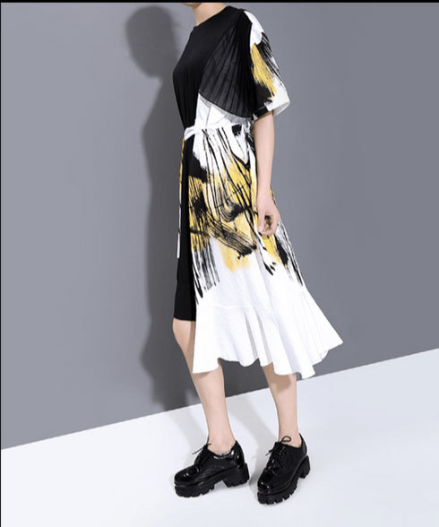 half wrap brushstroke dress