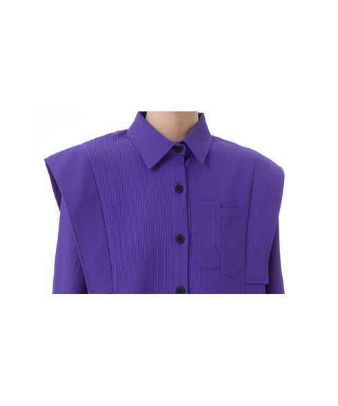 Wing Shoulder Corduroy Blouse