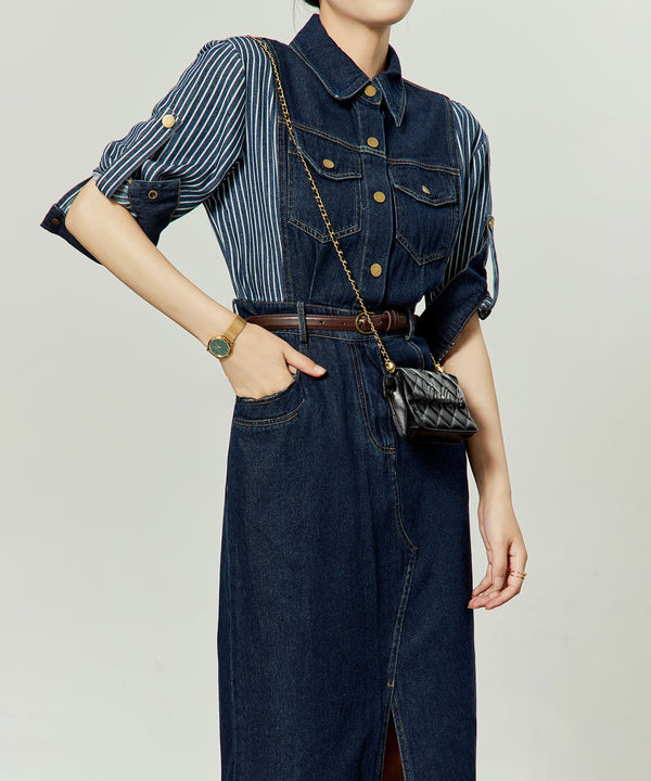 Faux Layered Denim Dress
