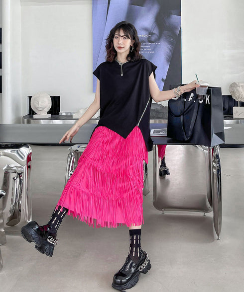 Drop Shoulder Zipper Top