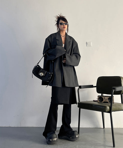 Stripe Buttonless Jacket