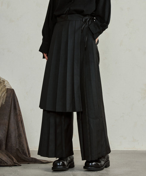 Pleated Wide Pants & Wrap Apron Co-ord