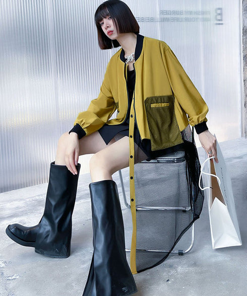 網狀開關拉鍊開襟衫