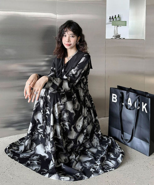 Smoke Marble Flare Dress