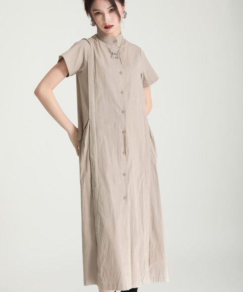 Asymmetric Button Minimal Dress