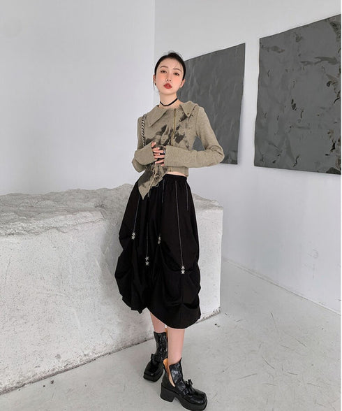 Star Charm Drawstring Balloon Skirt