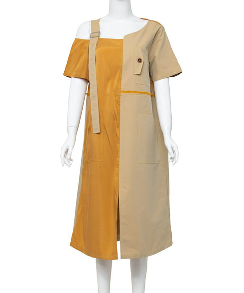 Dual Tone Asymmetric Strap Dress
