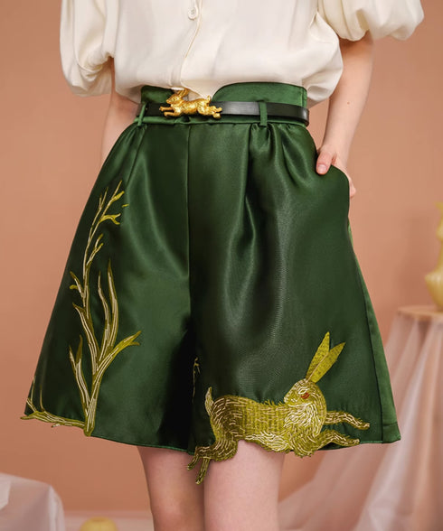 Rabbit Embroidery Shorts