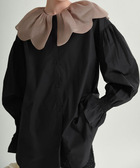 Tulip Collar Volume Sleeve Blouse