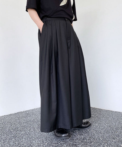 Side Panel Pleated Wide Pants