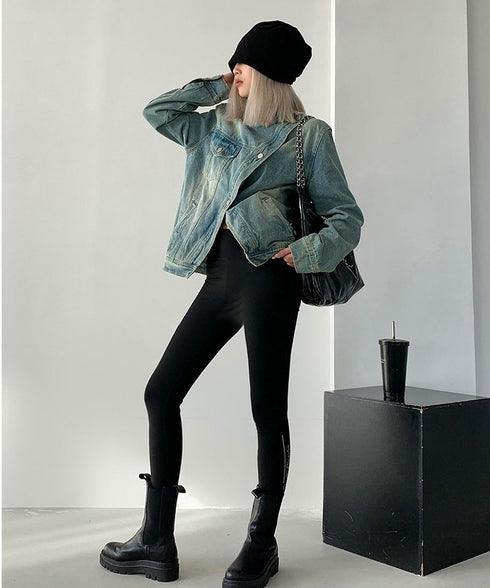 Stand Out Collar Denim Jacket