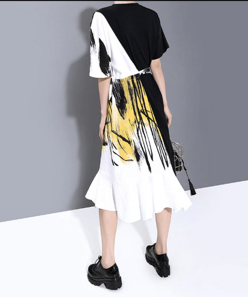 half wrap brushstroke dress