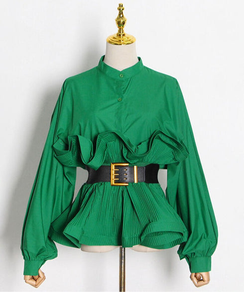 Pleated Peplum Blouse