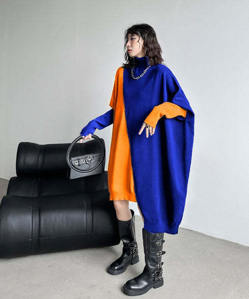 Diagonal Switch Sweater Dress