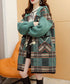 Plaid Patchwork Knit Hooded Jacket