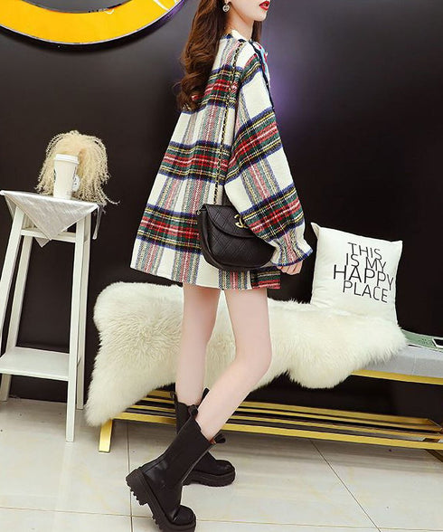 Back Plaid Cable Sweater