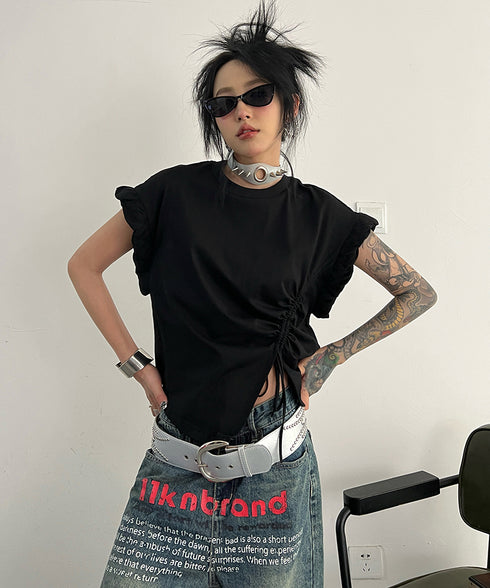 English Letter Print Denim Pants