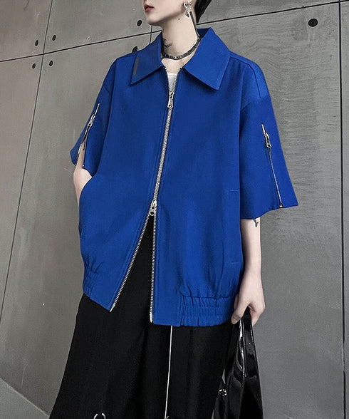 Double Zip Short Sleeve Blouson